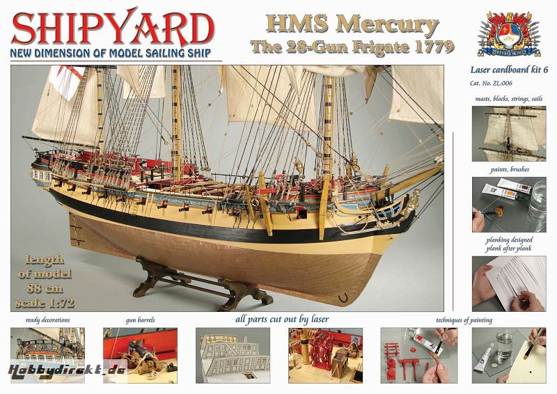 HMS Mercury 1779 Laser Kartonbausatz Krick 24606