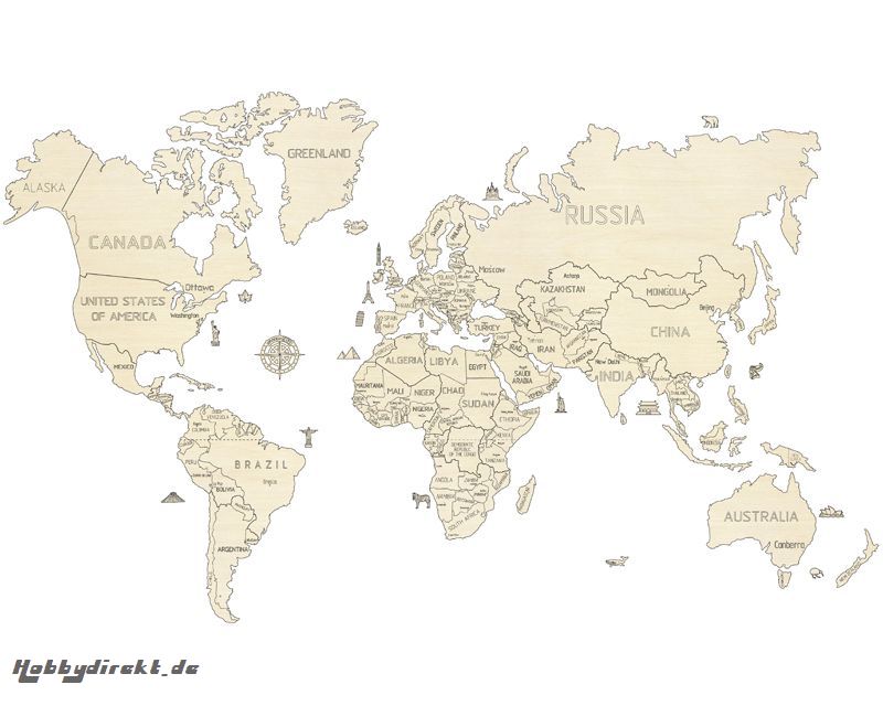 Weltkarte XXL  3D-tec Bausatz Krick 24995