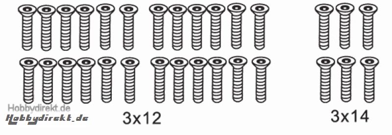 Schraubensatz C Senkk. 3x12,3x14 (30-teilig) Krick 648077