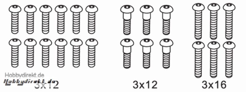 Schraubensatz G Flachk. 3x12,3x16 (24-teilig) Krick 648081