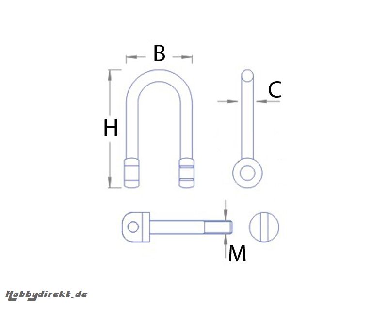 Schäkel schraubbar 4x7 mm M1 Krick 65461