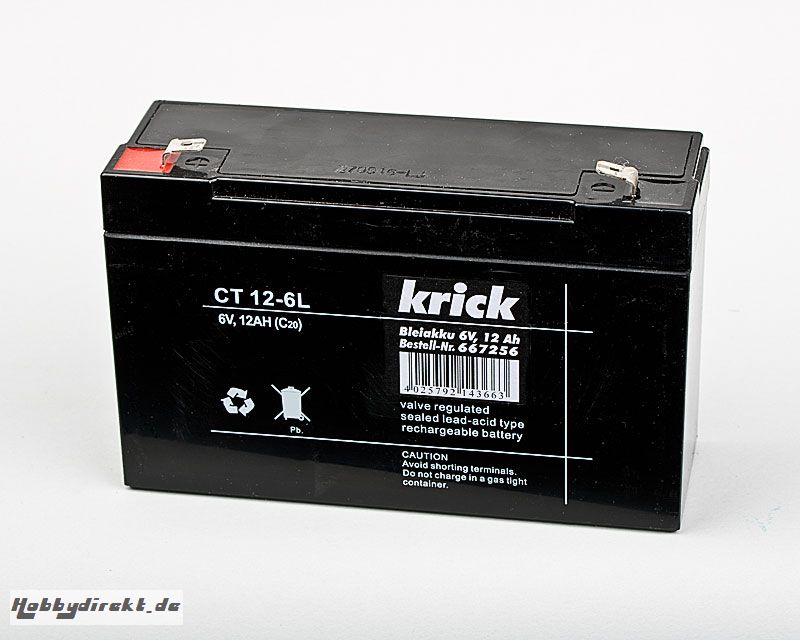 Bleiakku 6V / 12Ah Krick 667256