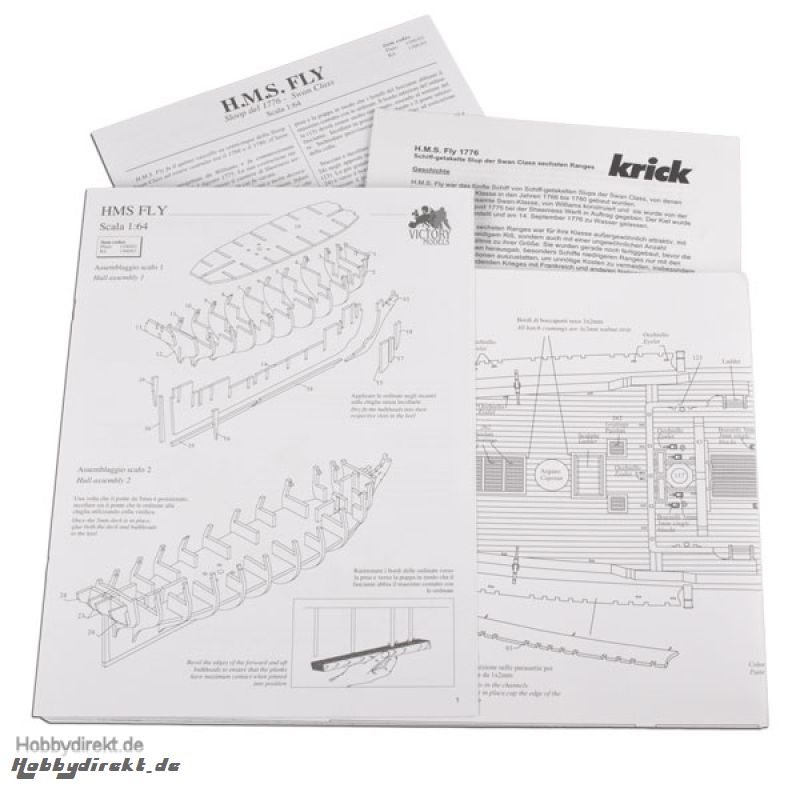 Bauplan H.M.S Fly  1:64 Krick 91103