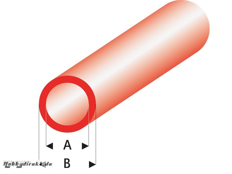 ASA Rohr transparent rot 2x3x330 mm (5) Krick rb426-53-3