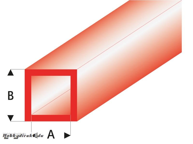 ASA Quadrat Rohr transparent rot 2x3x330 mm (5) Krick rb434-53-3