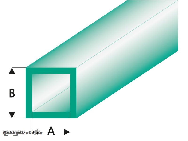 ASA Quadrat Rohr transparent grün 3x4x330 mm (5) Krick rb436-55-3