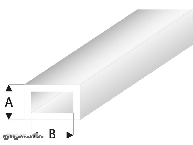 ASA Rechteck Rohr transparent  2x4x330 mm (5) Krick rb438-53-3