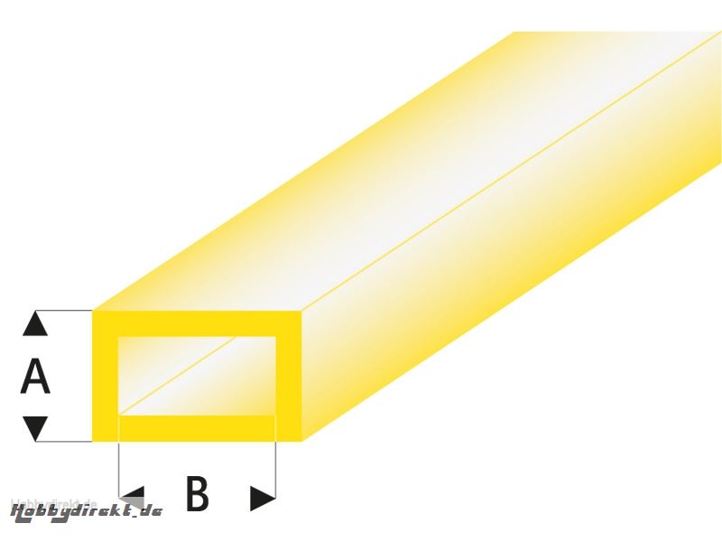 ASA Rechteck Rohr transparent gelb 2x4x330 mm (5) Krick rb440-53-3
