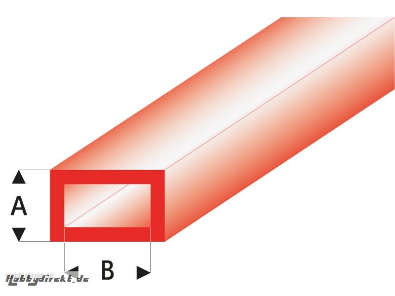 ASA Rechteck Rohr transparent rot 3x6x330 mm (5) Krick rb442-55-3
